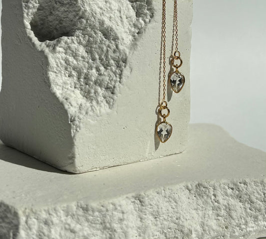 SEREINE chain earrings with white topaz