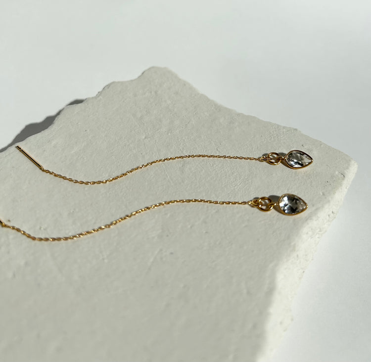 SEREINE chain earrings with white topaz