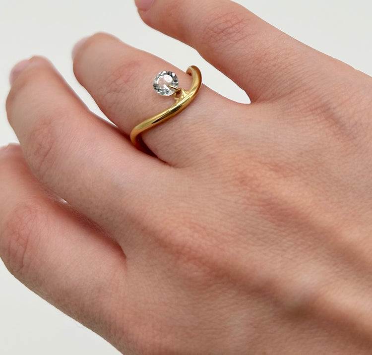 TEAR ring with aquamarine