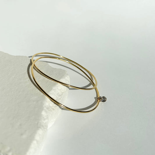 TOGETHER set of 2 bangles with smoky quartz