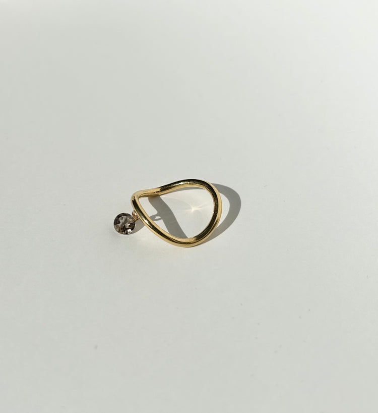 TEAR ring with smoky quartz