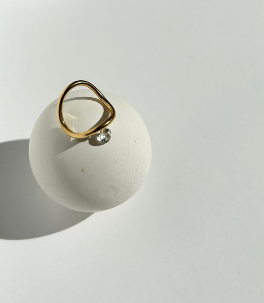 TEAR ring with aquamarine