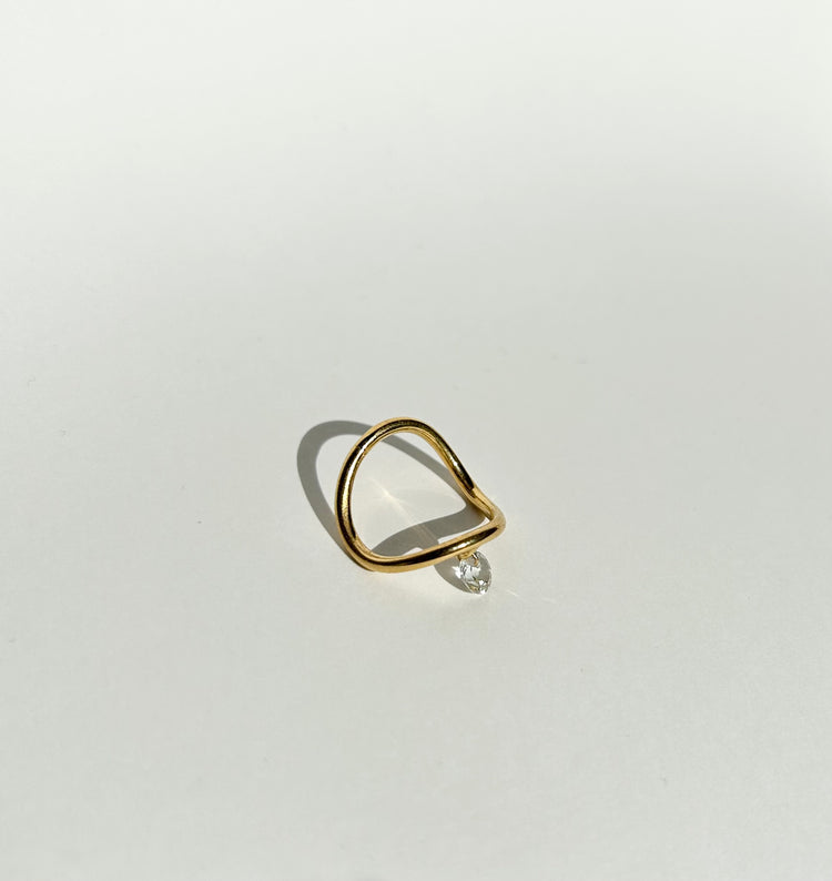 TEAR ring with aquamarine