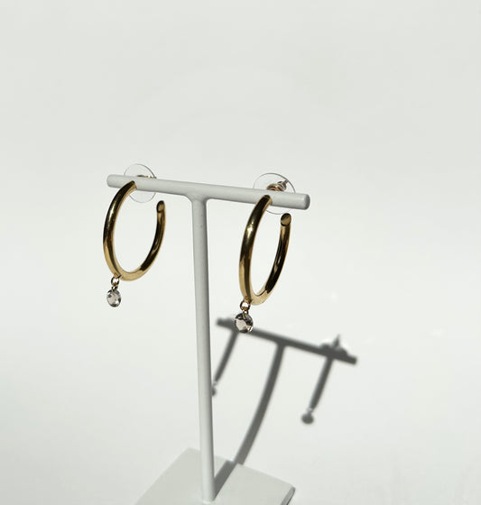 DIVINE DROPS large hoops with smoky quartz