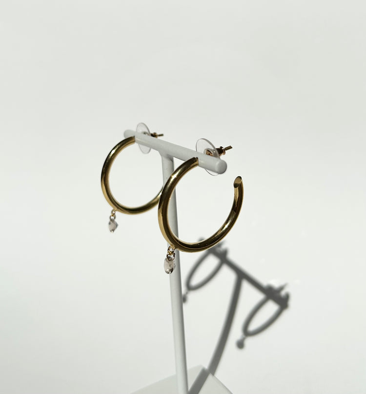 DIVINE DROPS large hoops with smoky quartz