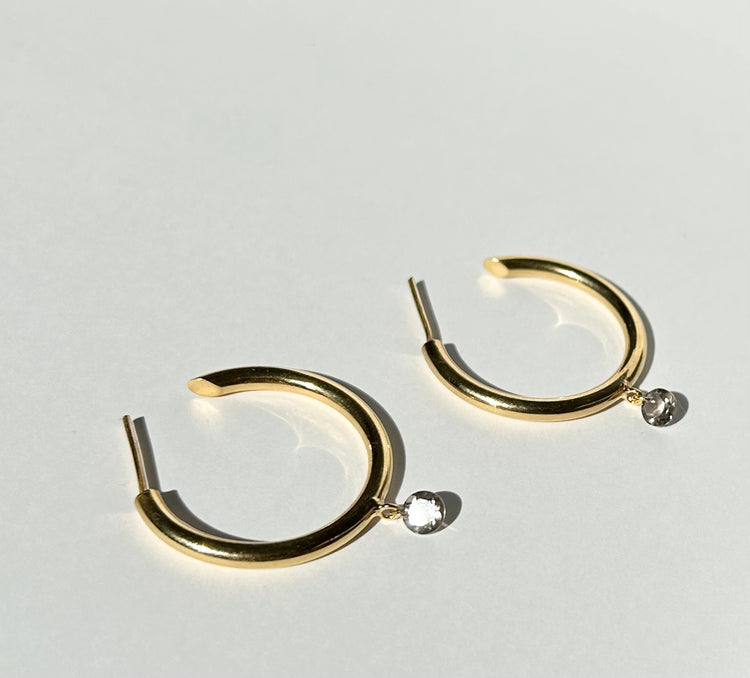 DIVINE DROPS large hoops with smoky quartz