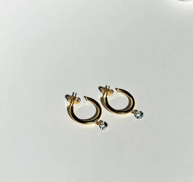 DROPS hoops with aquamarines