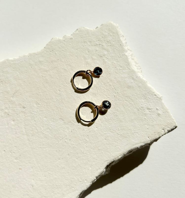 CLEO small hoops earrings with London Blue topaz