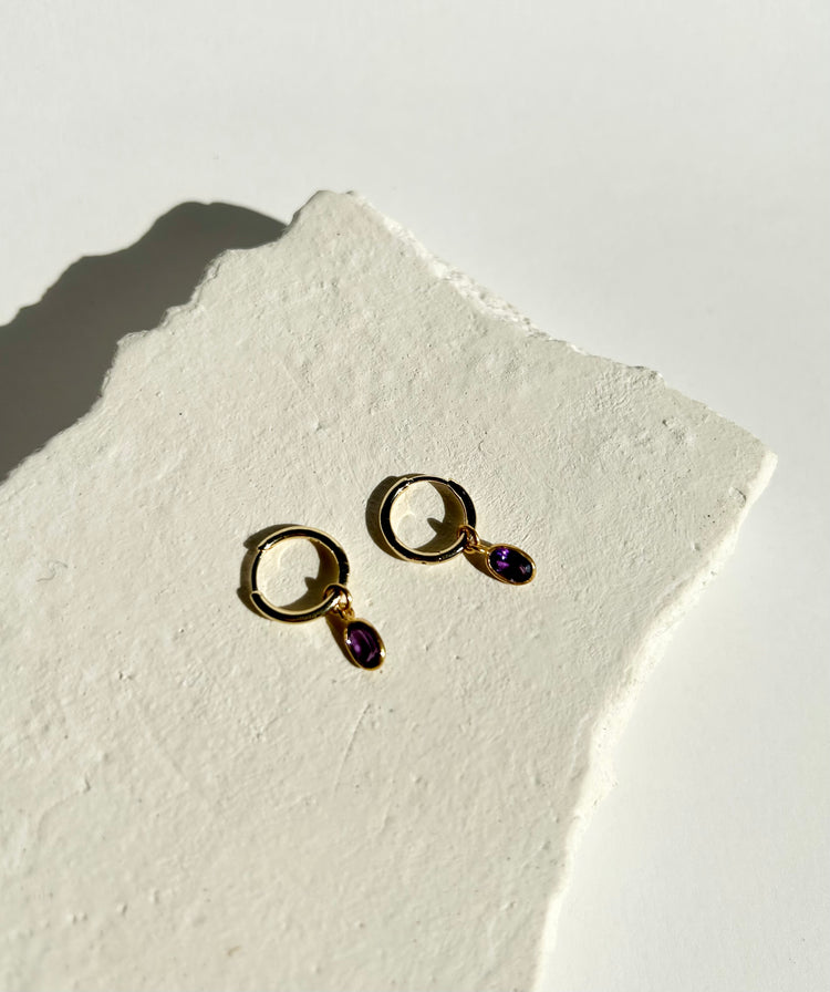 CLEO small hoops earrings with amethyst