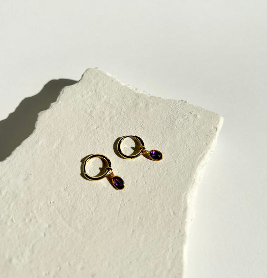 CLEO small hoops earrings with amethyst