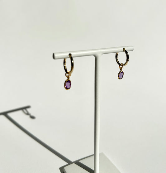 CLEO small hoops earrings with amethyst