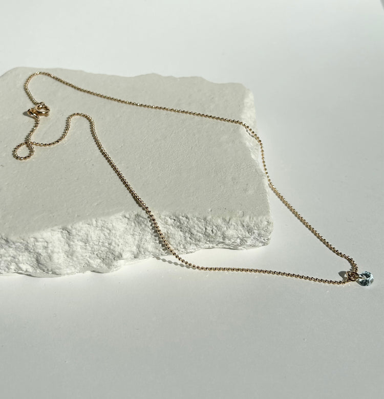 SINGLE DROP necklace with aquamarine