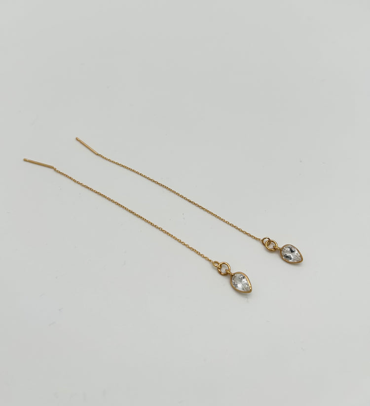 SEREINE chain earrings with white topaz
