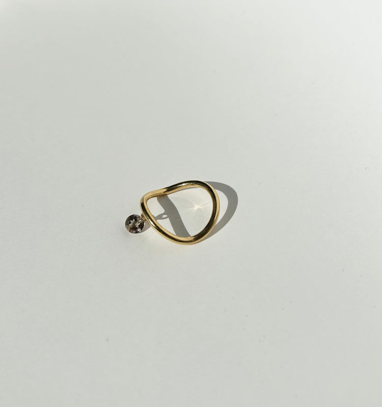 TEAR ring with smoky quartz