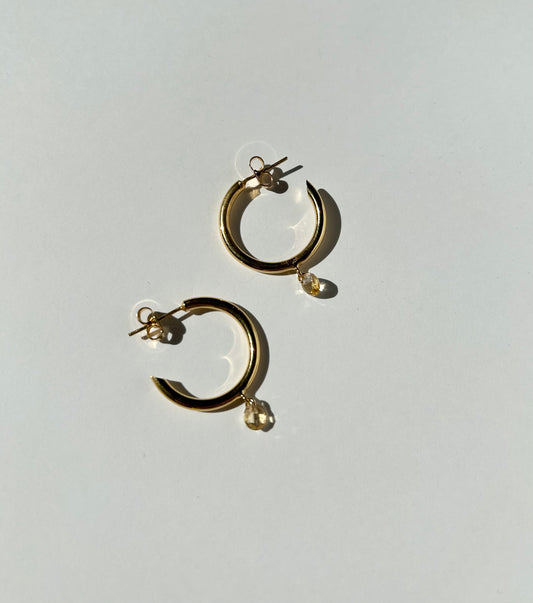 DREAMY DROPS medium hoops with citrines