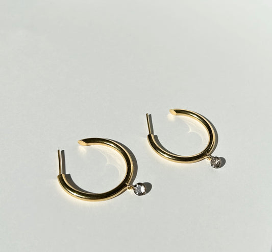 DIVINE DROPS large hoops with smoky quartz