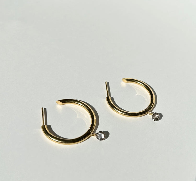 DIVINE DROPS large hoops with smoky quartz