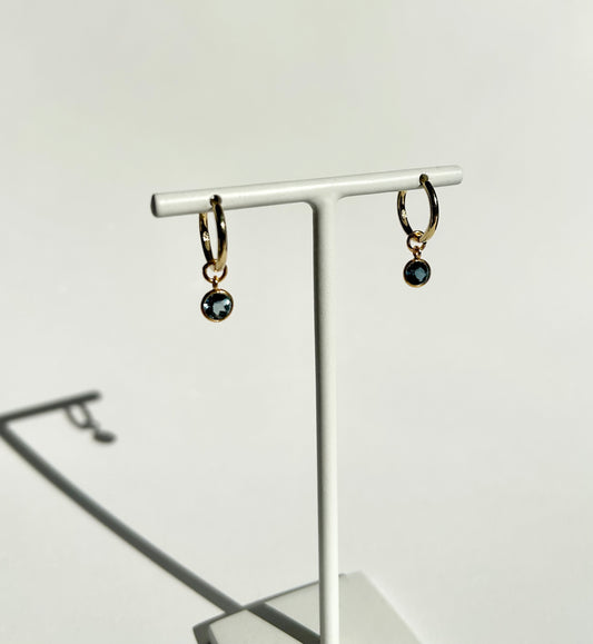 CLEO small hoops earrings with London Blue topaz