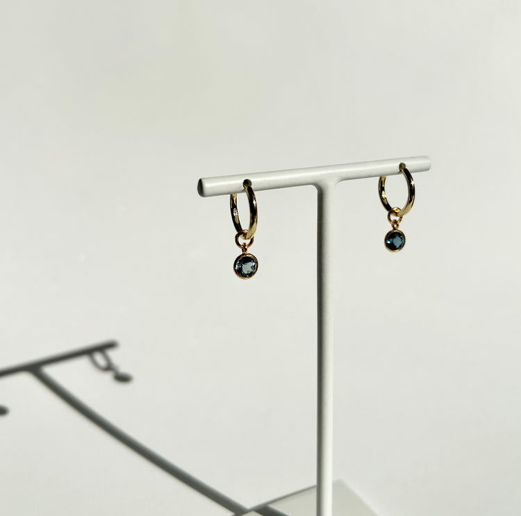 CLEO small hoops earrings with London Blue topaz