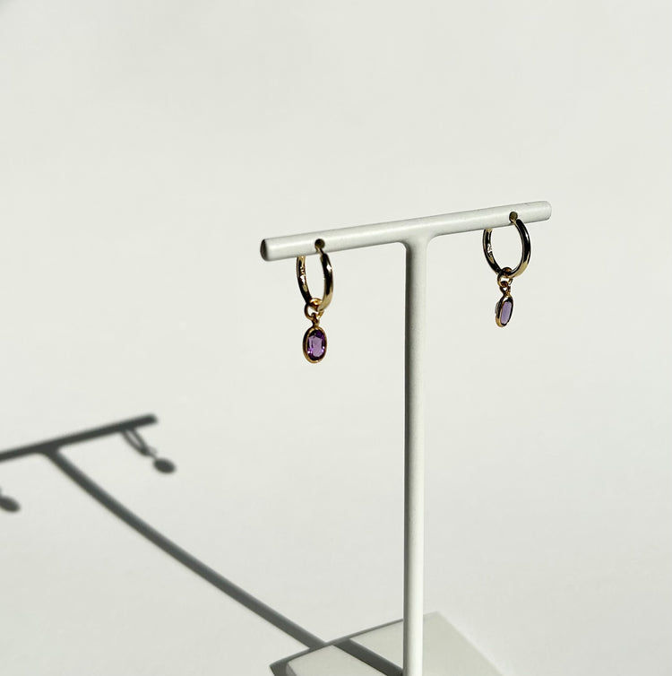 CLEO small hoops earrings with amethyst